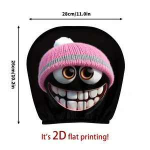 Cute Hat Car Headrest Cover, Fun Face Print Neck Pillow Protector, All-Season Vehicle Interior Accessories, Car Interior Accessory, Gift for Drivers