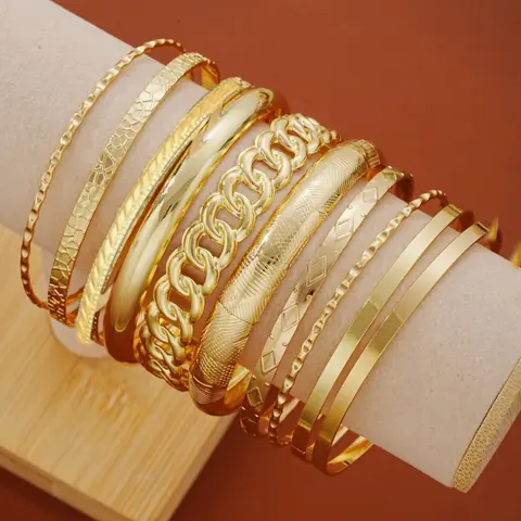 Women's Elegant Minimalist Bangle Bracelet, Trendy Geometric Pattern, Perfect Birthday Gift for Girlfriend, All Seasons Fashion Jewelry, Stack Bangles