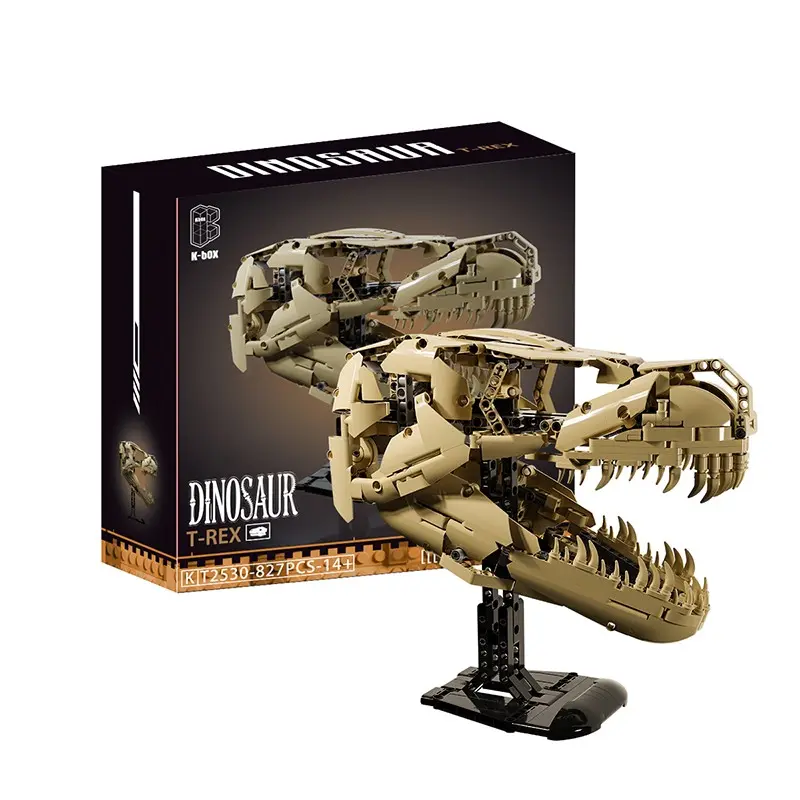 Tyrannosaurus Rex Skull Bricks Toys DIY Playset Assembly Dinosaur Bones Building Blocks Collectible Model Building Kits Creative Desktop Ornaments For Ideal Birthday Christmas Halloween Gifts
