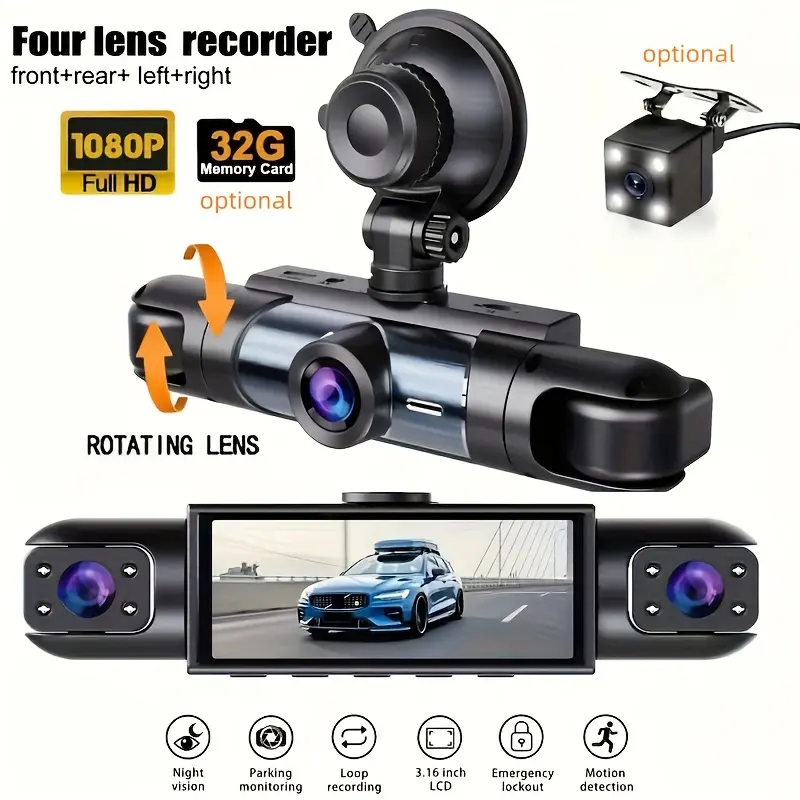 Nuokaiqi Dashcam - Car Security Camera, Automotive Accessory, Dual-Camera Setup (Front & Interior), Wide-Angle HD Recording, Enhanced Night Vision, 24-Hour Parking Monitoring, G-Sensor