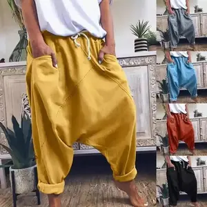 Women's Oversized Lace Up Harem Crotch Pants Casual Hip Hop Streetwear Fashionable Daily Wear Trendy Trousers Bottoms