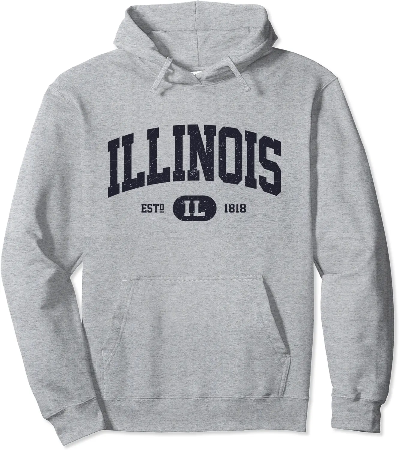 Navy Retro Vintage Illinois Pullover Hoodie - Rubencordov Shop 97B0BGFVDH2F