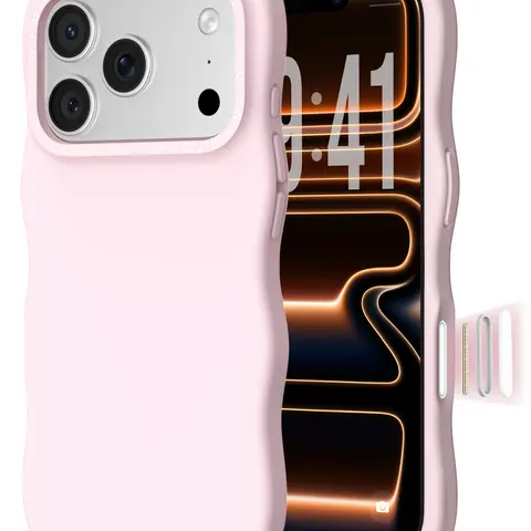 ORNARTO Soft Silicone Protective Cover for iPhone 16-17 Series Smartphone - Blush Pink Women's Accessory with Curvy Edges, Camera Control, Shockproof Protector Design