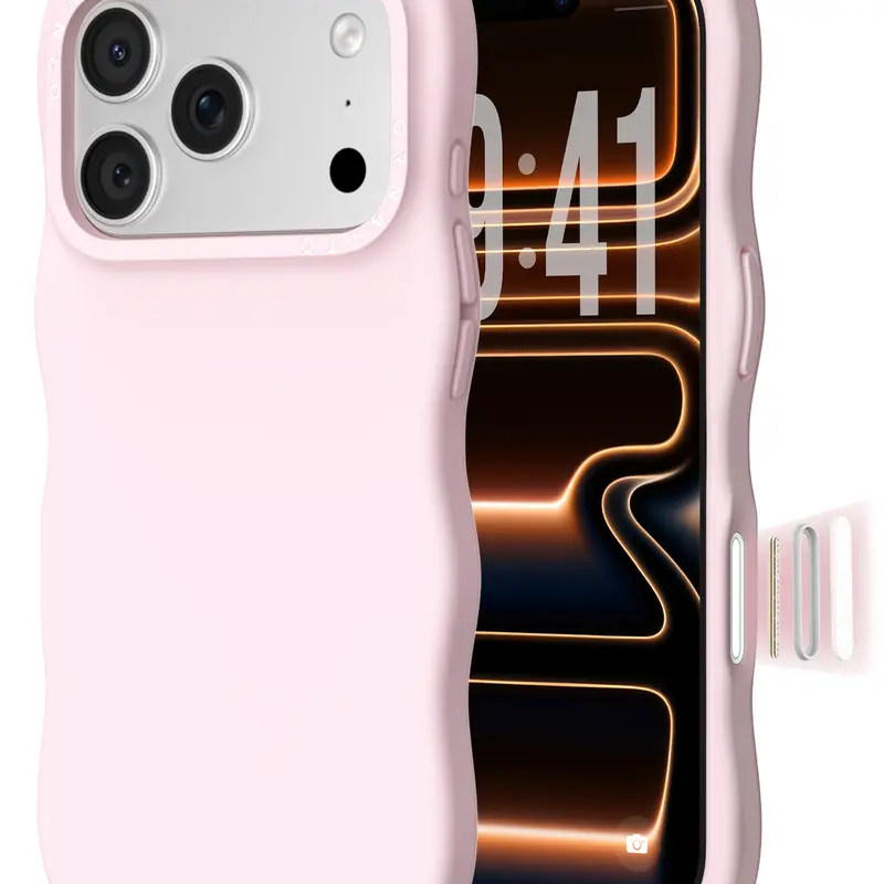 ORNARTO Soft Silicone Protective Cover for iPhone 16-17 Series Smartphone - Blush Pink Women's Accessory with Curvy Edges, Camera Control, Shockproof Protector Design