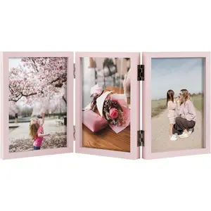 4x6 Picture Frame 3 4x6 Folding Photo Frame Standing Vertically on Desktop Tabletop Decorative Christmas Home Decor, Pink