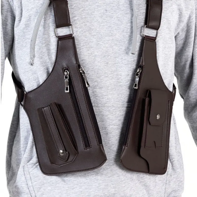 1 Piece 2025 New Adjustable Retro Strap Shoulder Bag - Unisex Multifunctional Underarm Crossbody Bag, Multiple Compartments, Safety Buckle and Strap, Casual Outdoor Phone Bag Suitable for Men and Women, Black (No Power Required), Small Men's Shoulder Bag,
