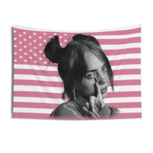 # Billie Pink Tapestry, Wall Hanging #   Eilish Art Prints Poster Wall Decoration Tapestry, Club Bar Home Hanging University Dormitory Living Room Bedroom Gift Decoration Tapestry