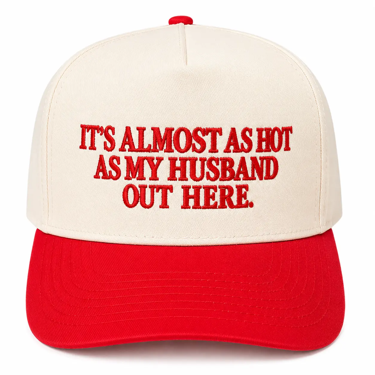 It's Almost As Hot As My Husband Out Here Embroidered Trucker Hat,Trendy Vintage Summer Hat, Funny Western Trucker Hat