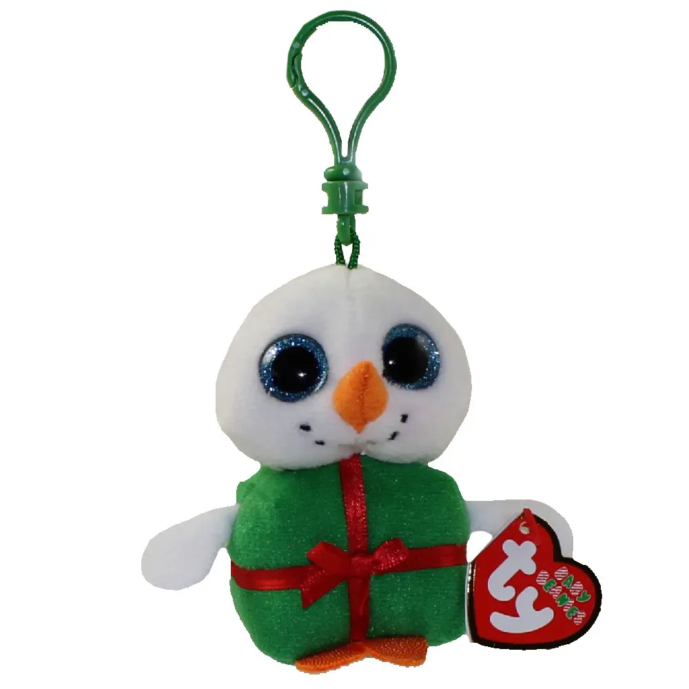 TY Holiday Baby Plush Keychain - Shivers the Snowman (2015), Clip-On, 3.5 in