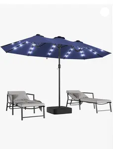 LAUSAINT HOME 13/15Ft Large Patio Umbrella with Base Included, Double-Sided Rectangle Outdoor Umbrella with Crank Handle, Patio Table Umbrella for Poolside Deck Market Adjustable Canopy Adjustable Shade,summervibes