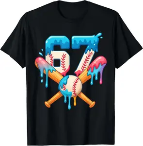 67 Baseball Life Style Youth Drip Baseball Boys T-Shirt - Cotton Fabric Youth Boys Girl T-shirt