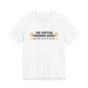 The Peptide Morning Show tee | Podcast logo coffee design