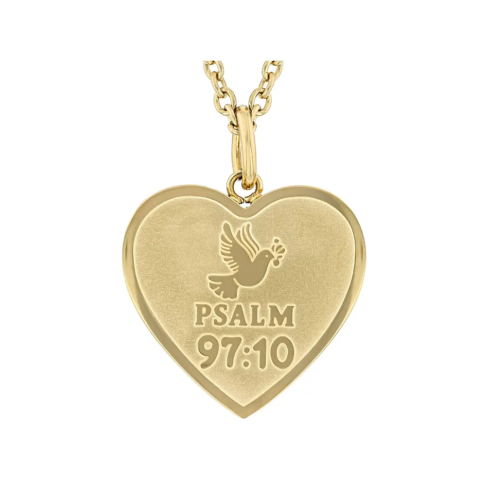 JTV 14K Yellow Gold Over Stainless Steel Bible Verse Pendant with Chain