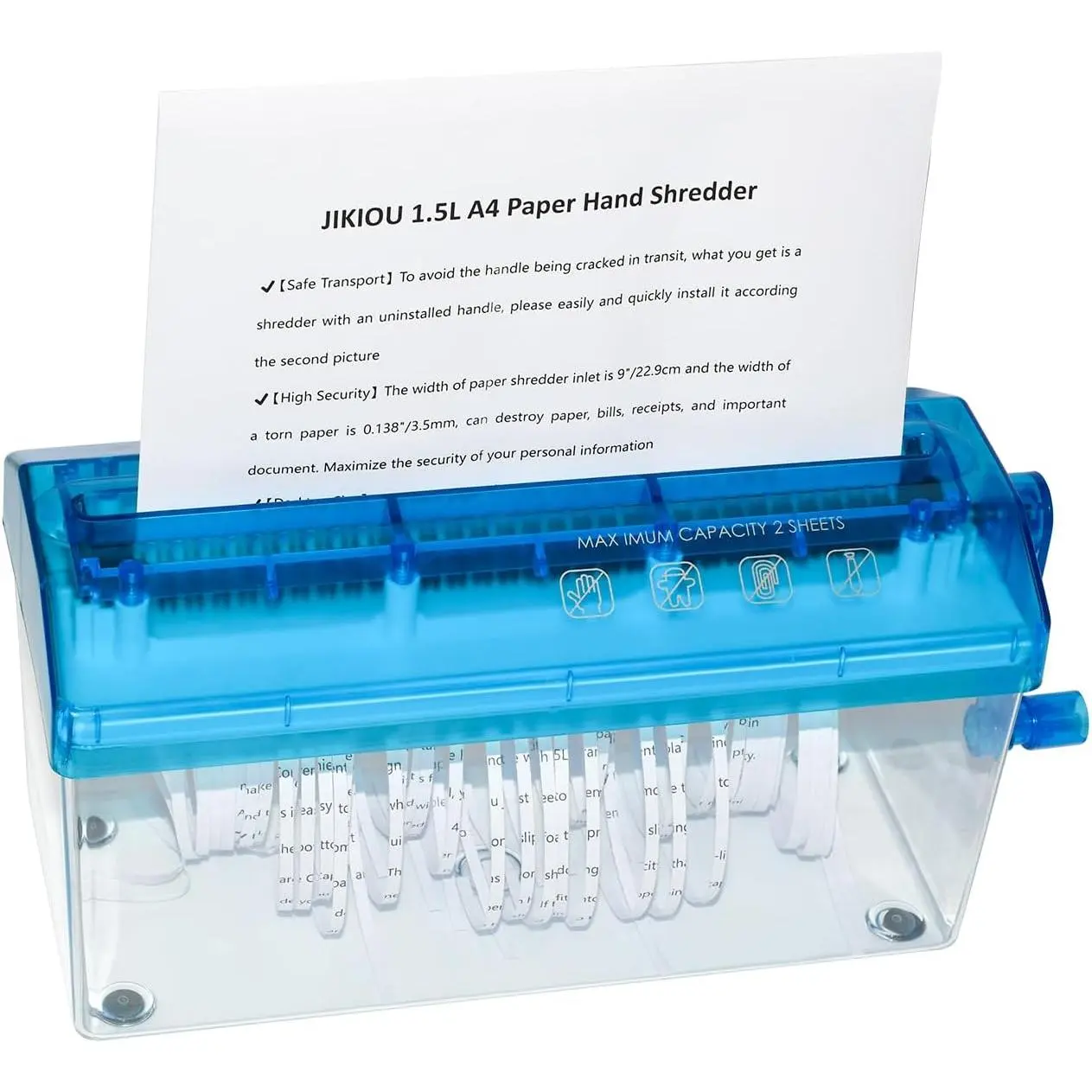 Standard A4 Paper Hand Shredder Portable Paper Shredder Manual Shredder Documents Paper  Tool  Office Desktop Stationery Blue