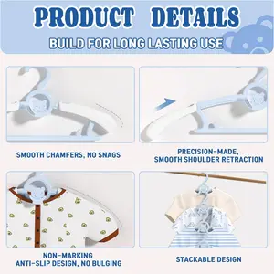 Childrens Clothes Hanger Baby Infant Clothing Rack Home Drying Stand, Plastic Hangers, Convenient Kids Laundry Organizer, Safe, Smooth & Practical Design