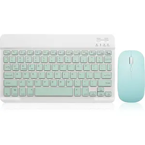 Keyboard and  Combo Rechargeable Portable  Keyboard  Set for  iPad  iOS 13 and Above  Tablet Phone Smartphone Android Windows (10 inch Green)