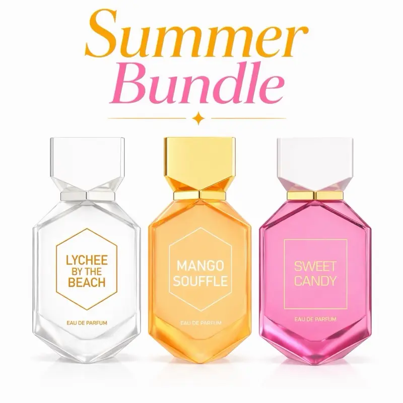 Summer Bundle - Lychee by the Beach, Mango Souffle, Sweet Candy Eau de Parfum for Women by Camara Perfumes