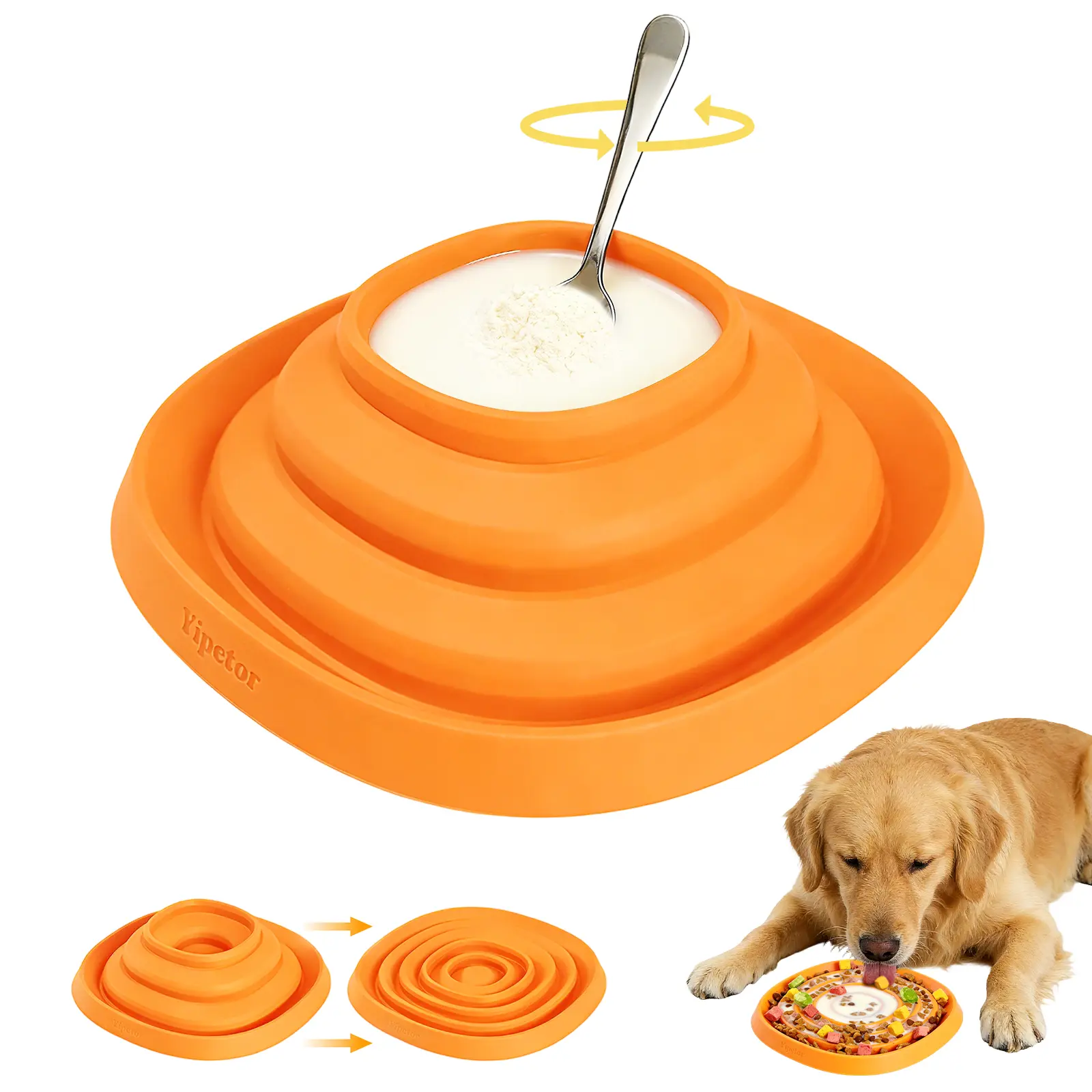 Yipetor Zen Disc: Sensory Calming Tool for Anxious Paws Lick Mat & Slow Feeder,Funnel Center Foldable Silicone Lick Pad,BPA Free, Easy to Clean & Dishwasher Safe, GDV Risk Reduction Puzzle Feeder for Semi Moist Treats, for All Breeds