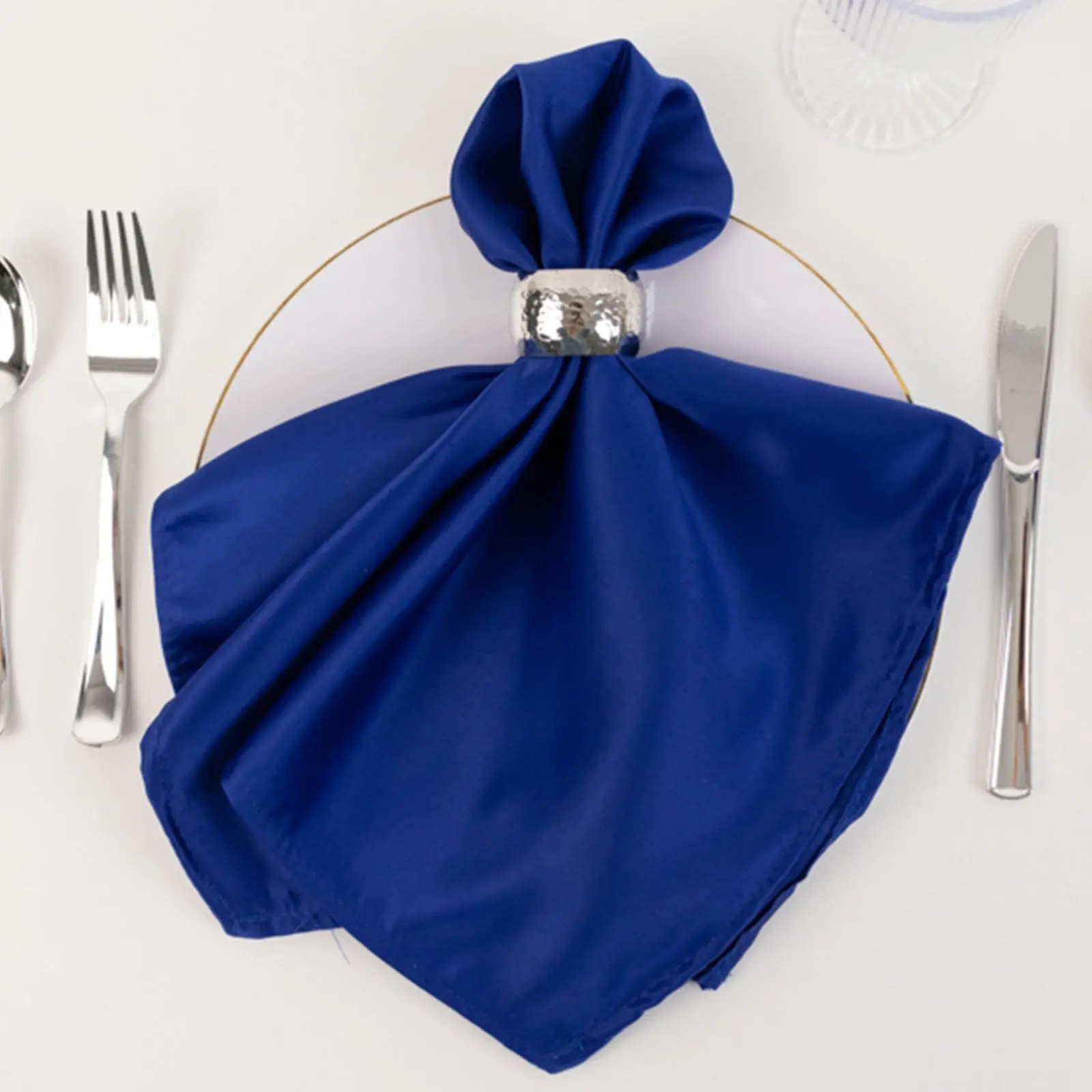 Lamour Solid Satin Square Dinner Napkins, 5 Pack 20"x20" Royal Blue Kitchenware - Soft Matte Textured Cutlery & Tableware for Home, Dining Room Use