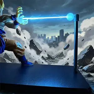 Magnetic Levitation Energy Wave Action Figure Nightlight - Levitating Anime Hero with Glowing LED Beam, Unique Floating Display for Desk & Home, Creative Birthday Gift for Boys & Collector, Premium Ambient Light, Unique Desk Accessory, high-quality materi