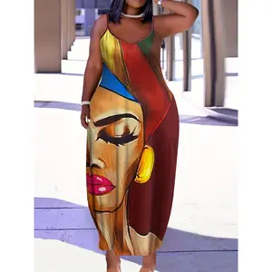 Plus Size Sleeveless Dress with Vibrant Abstract Print - Colorful Geometric Design, Summer Fashion, Lightweight Fabric, Scoop Neck, Backless, Casual Wear, Casual Wear | Vibrant Print Dress | Lightweight Dress