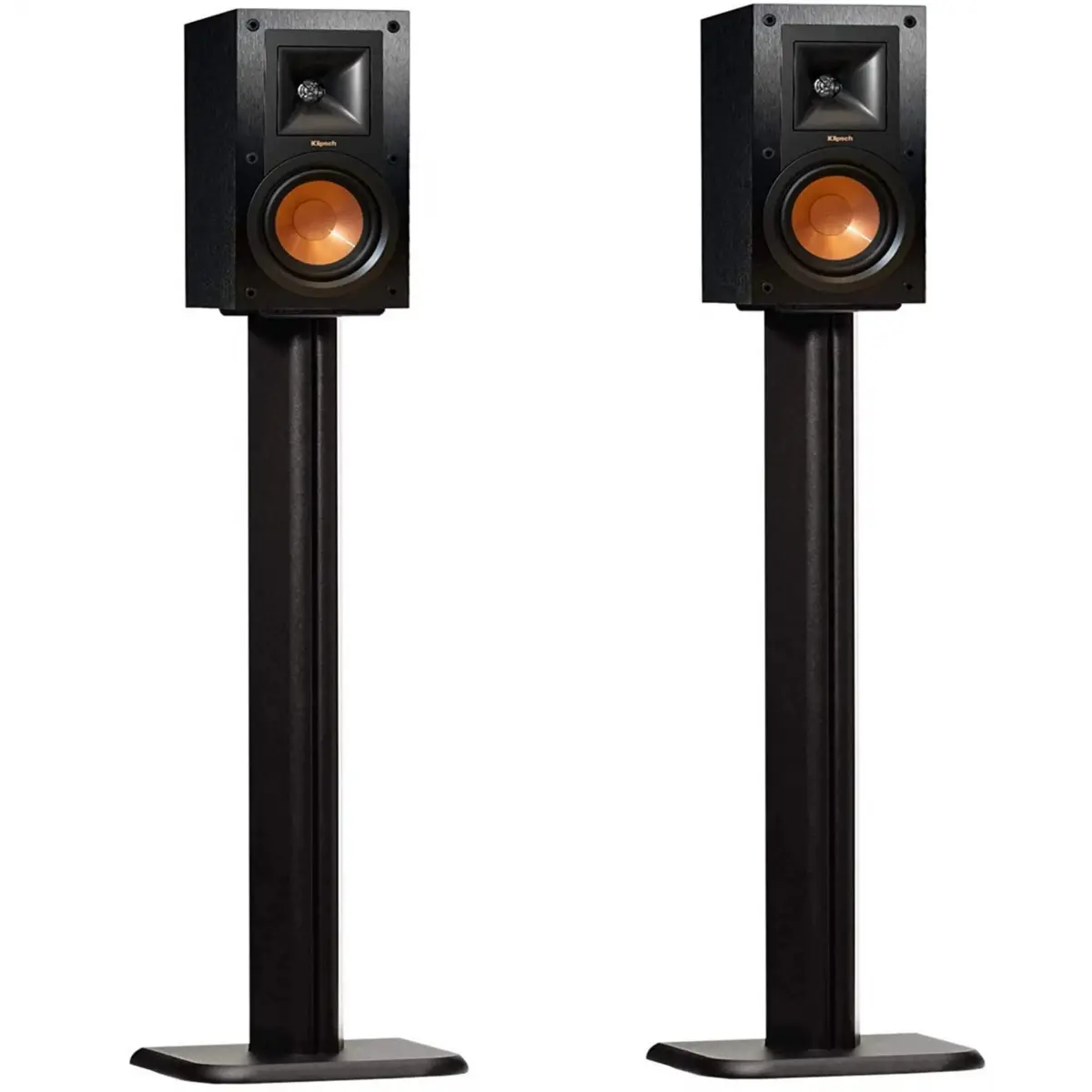 Universal Floor Speaker Stands - Vibration-Absorbing MDF Design, Built-in Cable Management Channel, 29.9 Inches Height, 5" x 5" Top Plate, Compatible with Klipsch Polk JBL Bookshelf Speakers & Monitors, Rubber Cable Hard Floor Accessories, 29.9" Tall, Hol