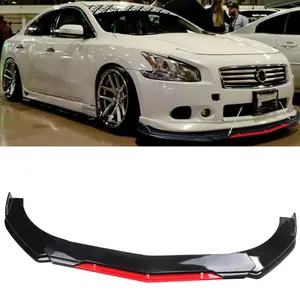 Front Bumper Lip Spoiler Splitter For Nissan Maxima Body Kit Glossy Black+Red