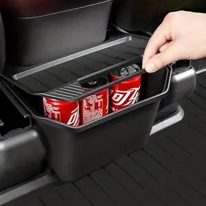 Fit For Tesla Model Y Storage Box Rear Middle Air Outlet Organizer With Lid, 2nd Row Center Console TPE Storage Bins Trash Can For Model Y Accessories Car Interior Organizers Car Storage Organizers