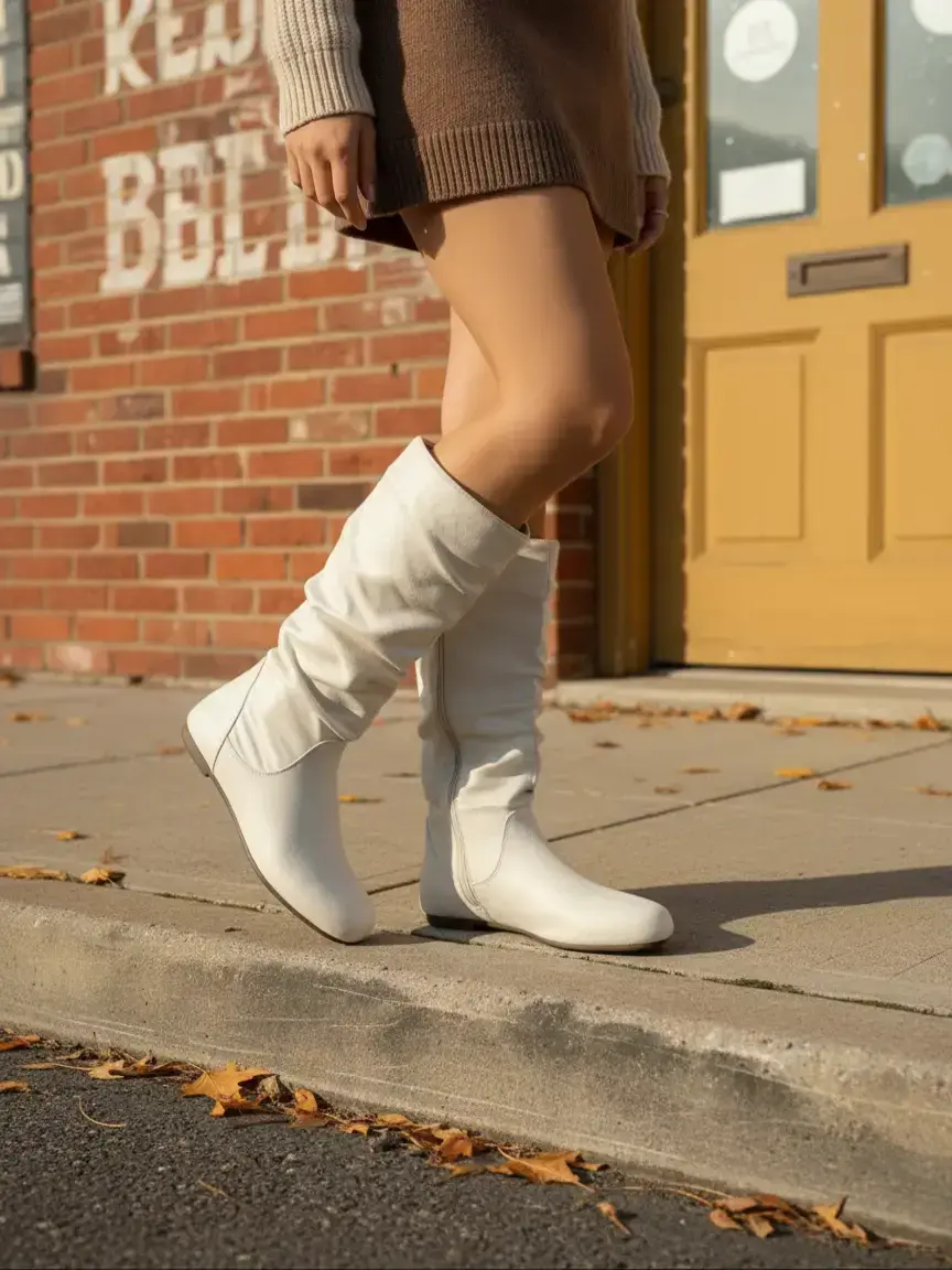 New Fashion Wrinkle Long Boots, High Boots, Comfortable Flat Heel Women's Boots, Fall & Winter Trendy Boots, American Retro Style