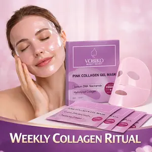 Pink Collagen Gel Mask with Salmon PDRN for Glass Skin Glow, 2-Piece Hydrogel Face Mask for Deep Hydration & Lifting, Firming & Pore Care, Overnight Jelly Sheet for Youthful Radiance, 4 Sheets 28 g - by VOBIKO K-Beauty