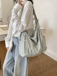 2026 New Korean Style Trend Simple Solid Large Capacity Tote Bag, Lightweight Nylon Waterproof Shoulder Crossbody Bag, Multi-Pocket Commuter Laptop Bag, Fashionable Crossbody Bag