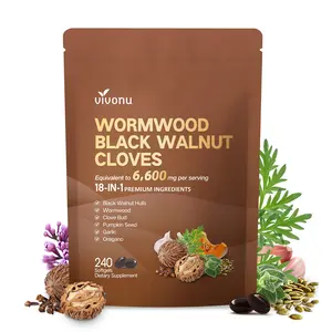 VivoNu Wormwood Black Walnut Cloves Capsules - 240 Count 6600mg Daily Supplement for Metabolism & Energy Boost - 80 Day Supply - Natural Ingredients for Vitality & Wellness