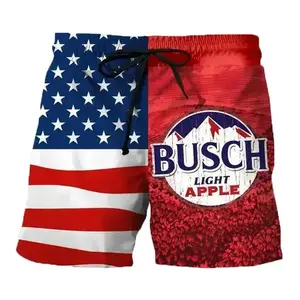 Men's American Flag Quick-Dry Swim Short - Menswear for Pool Party, Red White & Blue Vacation Attire