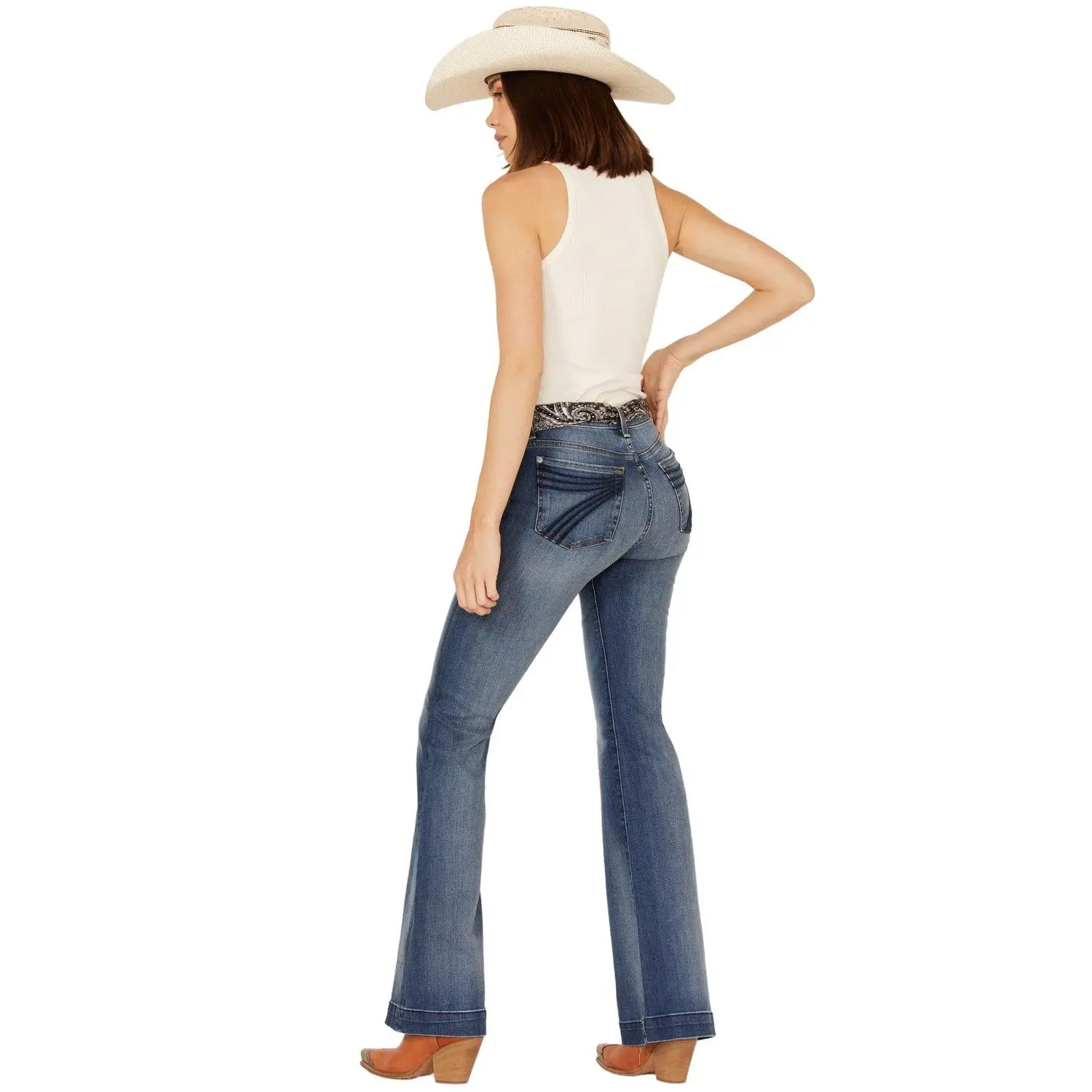 7 For All Mankind Women's All Medium Wash Mid Rise Tailorless Dojo Trouser - 7U310005-Dlu