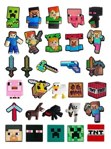 30pcs Game Cartoon Shoe Charms For Slides Clogs Sandals,PVC Shoe Decorations Accessories Buckle For Christmas Birthday Gifts