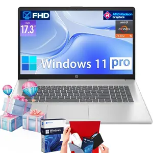 HP 17-inch Laptop for Business and Student - up to 32GB RAM, 512GB SSD, AMD Ryzen 5 7430U, Windows 11 Pro, Fast Charge, Wi-Fi 6, 17.3” FHD Anti-Glare Display,Bundle Accessory