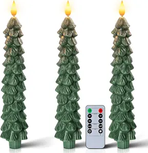 Christmas Tree Flameless Candles,9.7 Real WaX Xmas LED Candles lights with Remote and Timer,Classic Christmas tree Candles for christmas decorations and wedding stuff