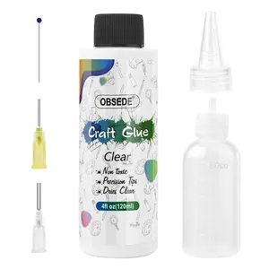 Craft Glue Dries Clear Art Adhesive 4fl oz/120ml with Fine Metal Tip Bottle Applicator Kit for DIY Crafts Glitter Paper Card Decoupage Scrapbooking