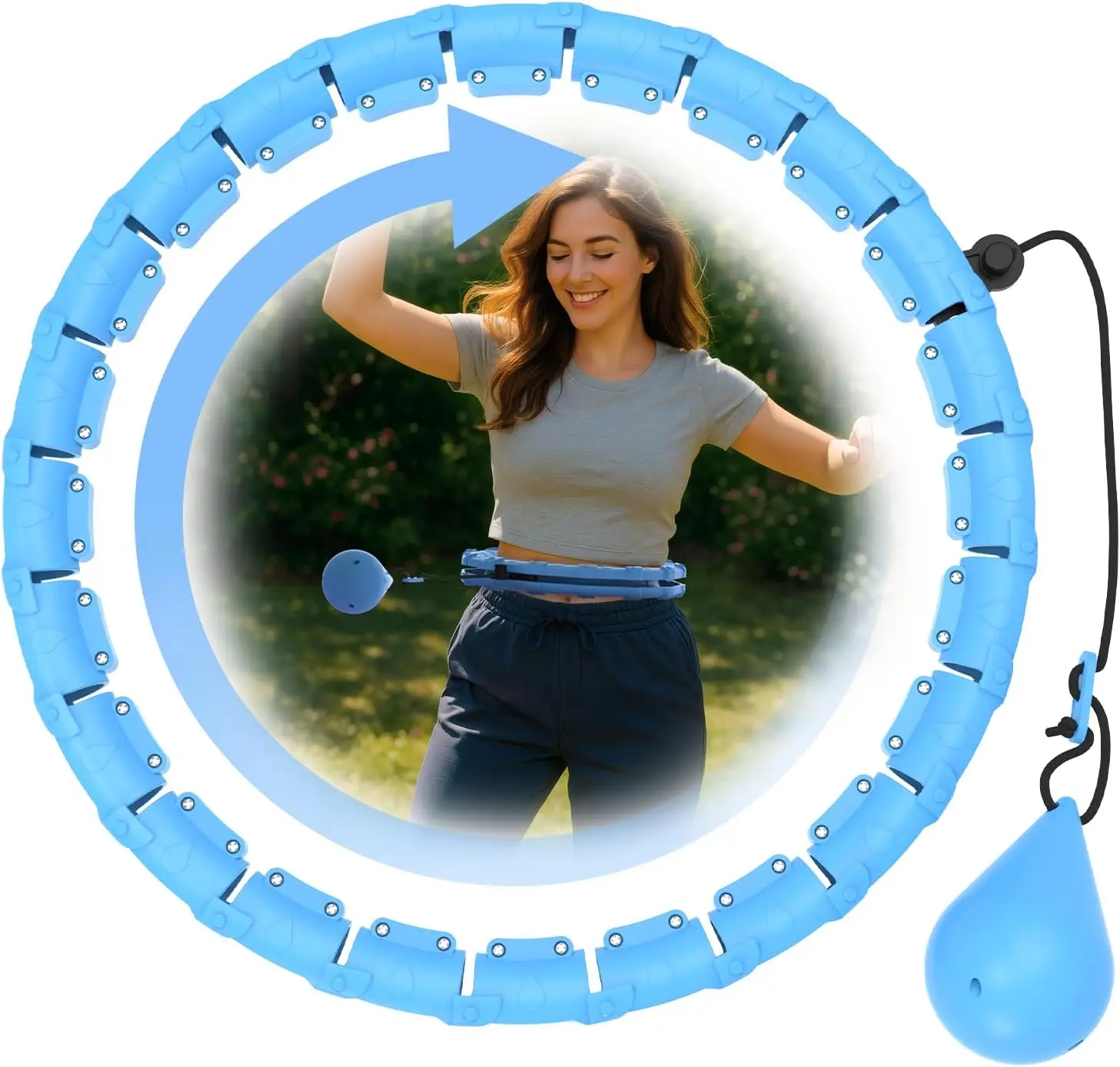 Waist Hula Hoop for Adults - 47-Inch Infinity Hoop with 24 Detachable Links, Plus Size Fitness Exercise Home Workout Equipment