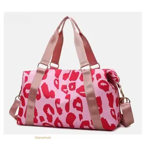 Women's Black & White Leopard Print Duffel Bag, Vintage Y2K Crossbody Shoulder Bag, Casual Travel & Everyday Use Bag