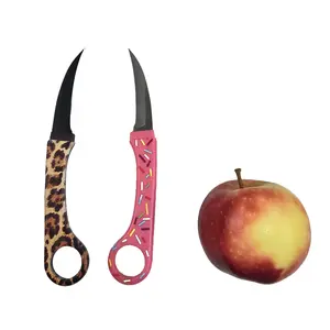 Trendy Outdoor Fruit Knife for Her - Stylish Leopard & Donut Design, Novelty EDC Essential & Fun Gift