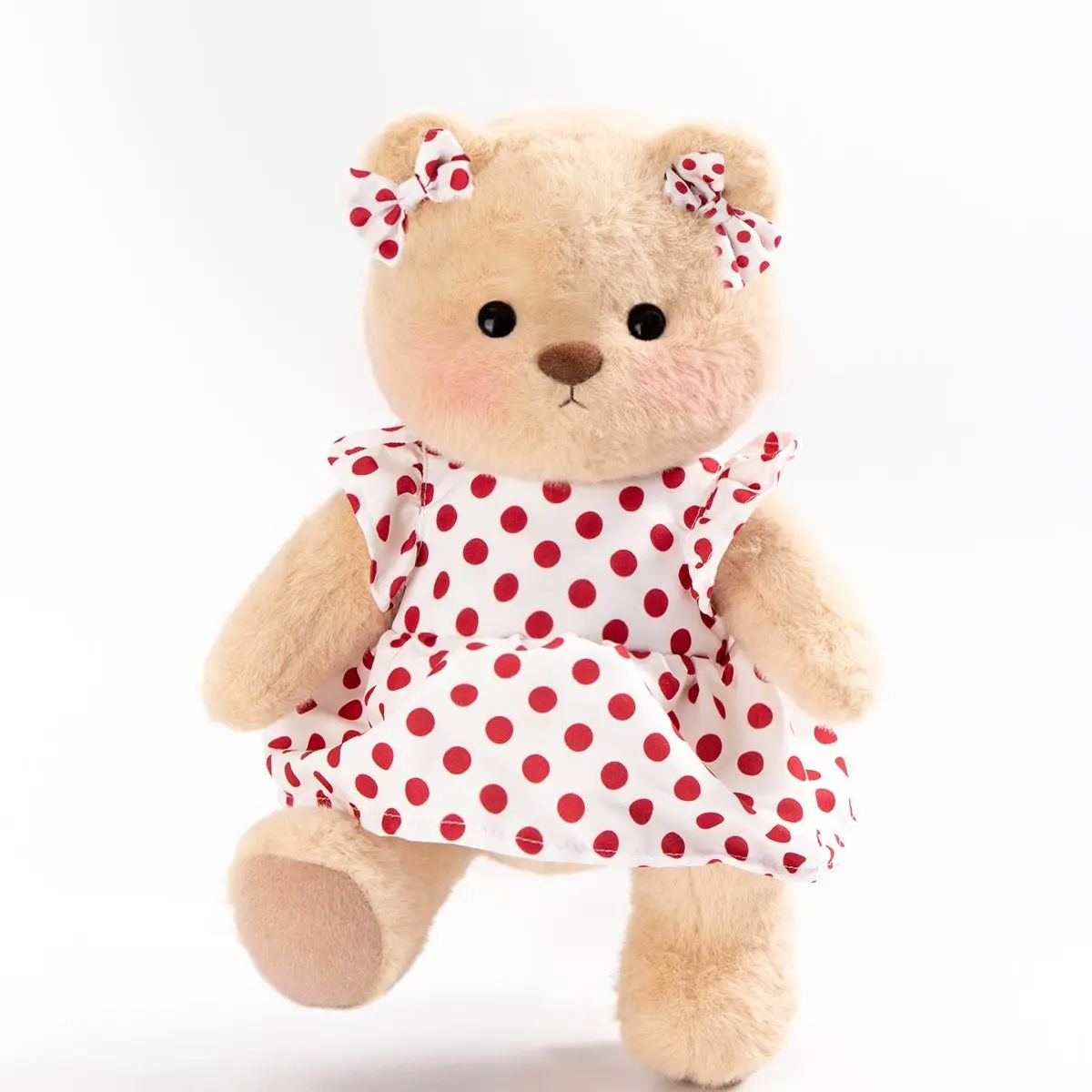 Getahug 12 Inches Sunny Polka Dot Dress Handmade Jointed Teddy Bear Stuffed Animal, Manual Cleaning, Dry Maintenance, 1× Gift Box Toy for Gifting