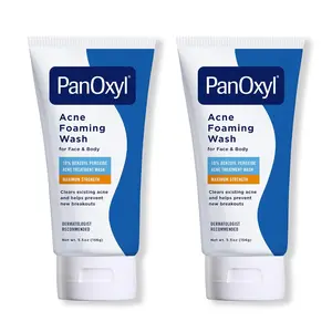PanOxyl Acne Foaming Wash for face & body Benzoyl Peroxide 10% Maximum Strength Antimicrobial, 3 oz. - Travel Size