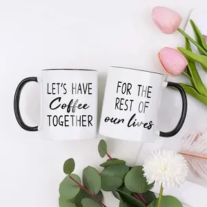 1 Set of 2 Wedding Engagement Newlywed Gifts for Couples His and Hers Mr and Mrs Gifts Bridal Shower Gift Let's Have Coffee Together for the Rest of Our Lives Coffee Mugs Set