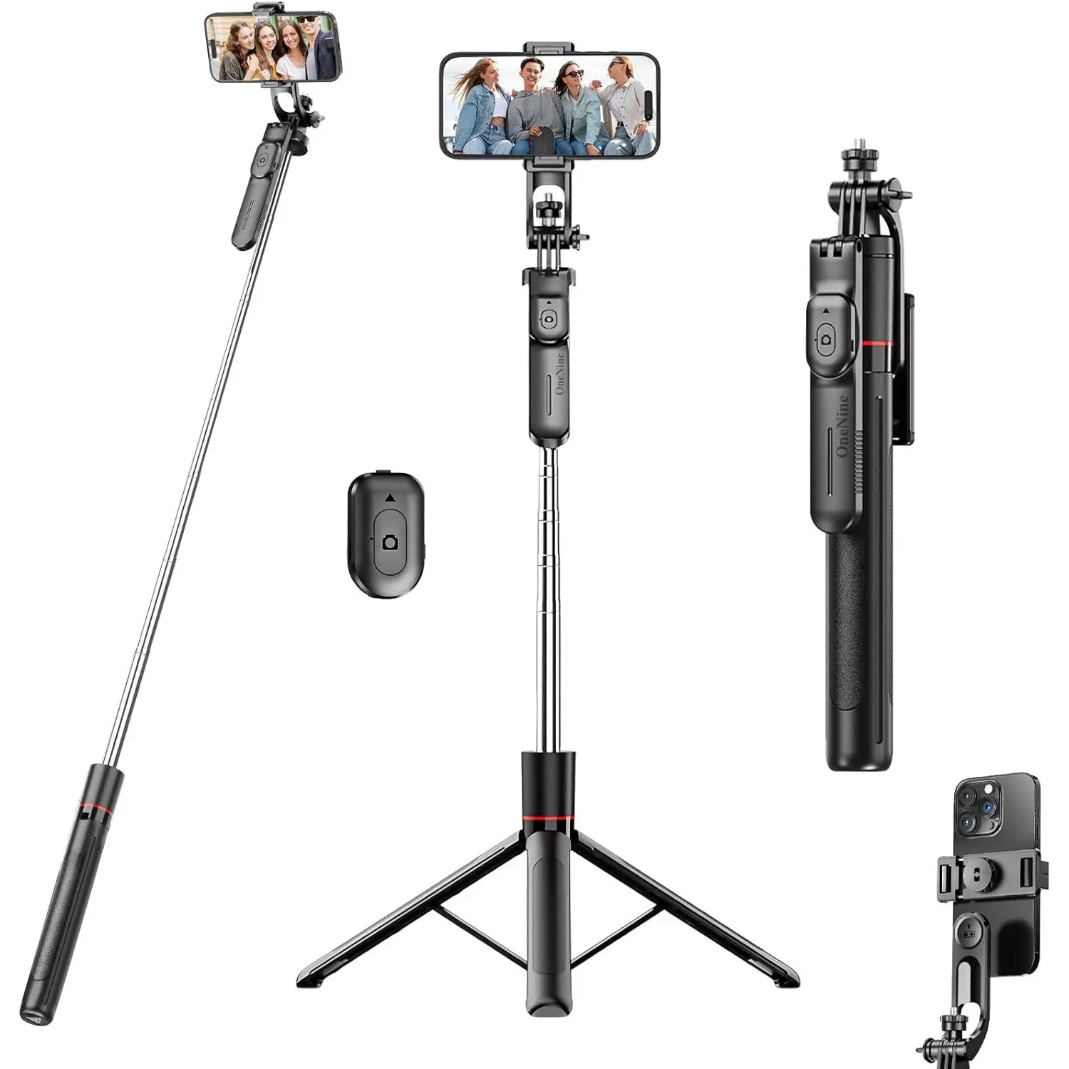 67-inch iPhone selfie stick tripod, Smartphone accessories, Live streaming accessory, Mobile phone accessory, with remote control, phone holder, and 1/4-inch screw, features 360° rotation, suitable for phone/camera video recording