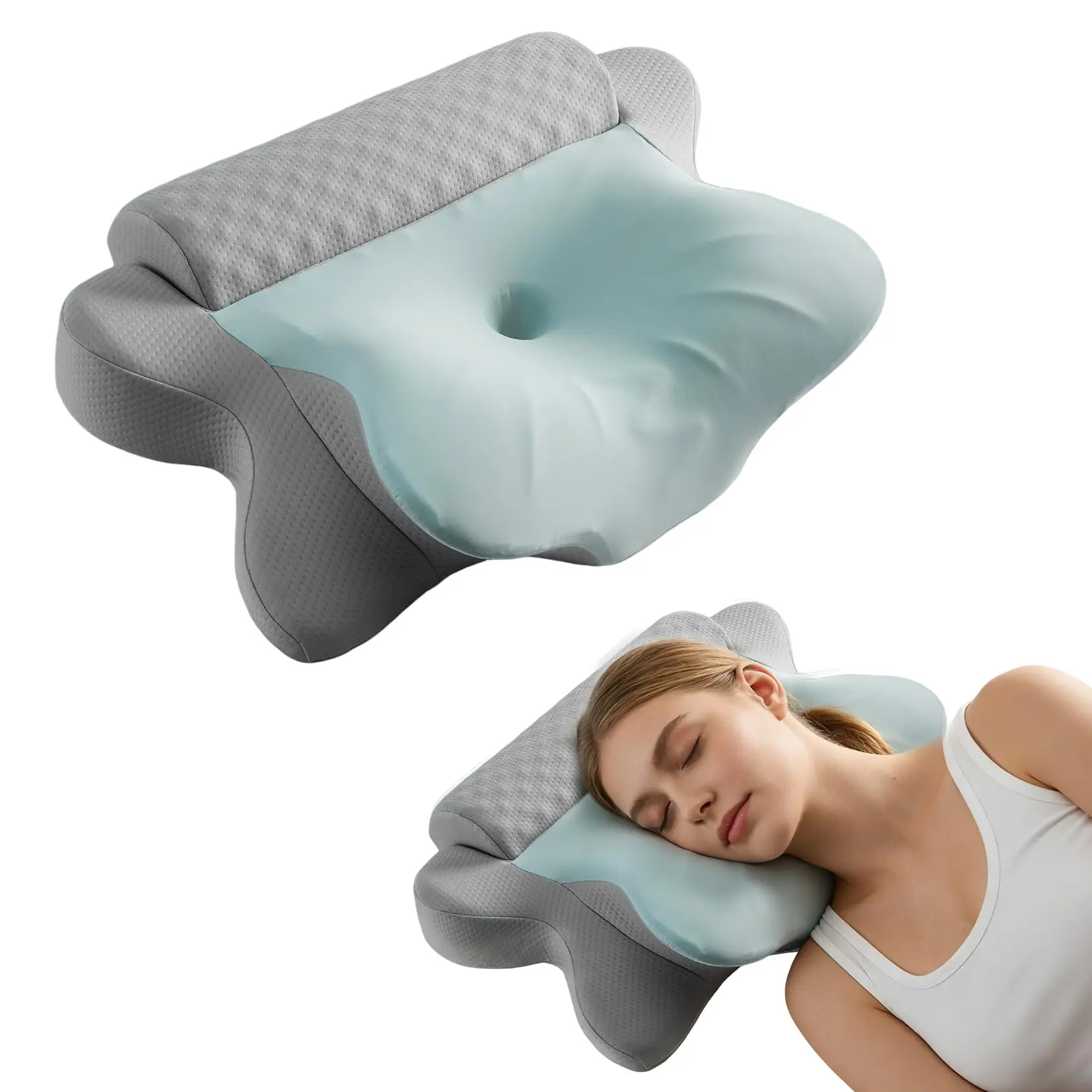 Memory Foam Cervical Pillow for Neck Support, Ergonomic Contour Bed Pillow with Cooling Breathable Washable Cover, Orthopedic Neck Support Pillow for Side, Back and Stomach Sleepers, 24.8*15.3*5.1in
