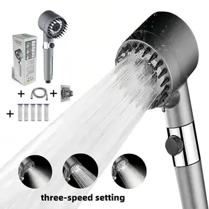 High Pressure Shower Heads, Ion Drops Shower Head, 4 Spray Modes Turbo with Built-in Filter ON\/OFF Switch Handheld Turbo Showerhead