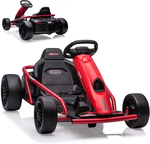【Christmas Gift】24V Kids Ride On Car, Remote Control Jungle Theme Kart with Dual 300W Motors, 8mph Electric Drift Function, Built-in Tunes, Working Lights - Ages 8-12, Red