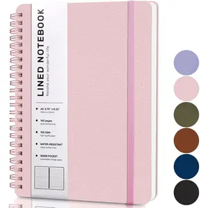 Pink Lined Spiral Journal Notebook with 160 Pages, 8×5.7in, A5 Spiral Notebook, Journaling Notebooks for Work, School, Women, Men, College Ruled Spiral Notebook, Hardcover Leather Journals