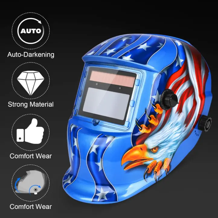 Industrial Auto-Darkening Welding Helmet - Solar-Powered Welding Mask, Fixed Shade Hood with Blue Light Blocking, Arc Compatibility, Visibility Enhancement for TIG, MIG, Grinding Heavy-Duty Protector